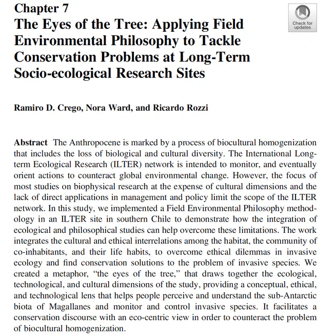 The Eyes of the Tree: Applying Field Environmental Philosophy to Tackle Conservation Problems at Long-Term Socio-ecological Research Sites