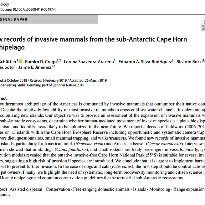 New records of invasive mammals from the sub-Antarctic Cape Horn Archipelago