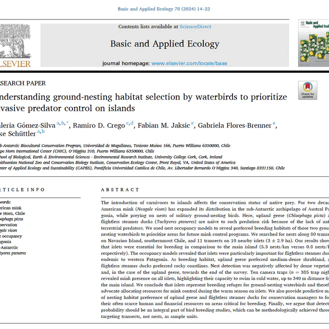 Understanding ground-nesting habitat selection by waterbirds to prioritize invasive predator control on islands