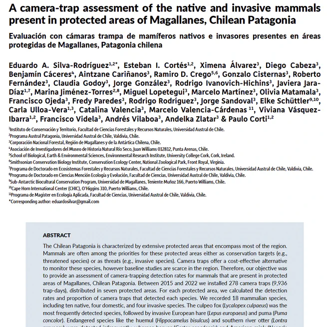 A camera-trap assessment of the native and invasive mammals present in protected areas of Magallanes, Chilean Patagonia