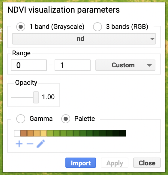 Figure 10. Visualization parameters for layers displayed on the map.