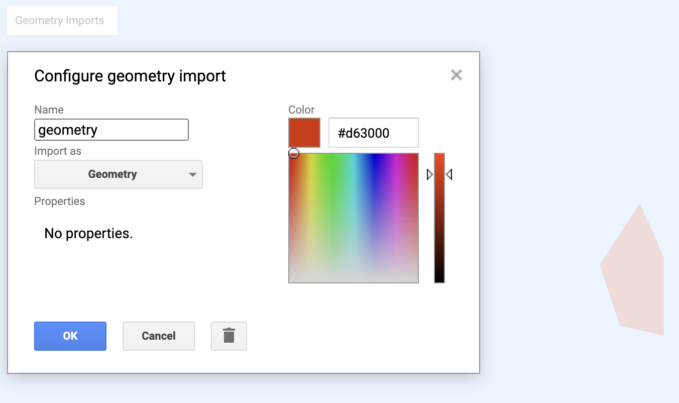 Figure 11. Dialog box for geometries.