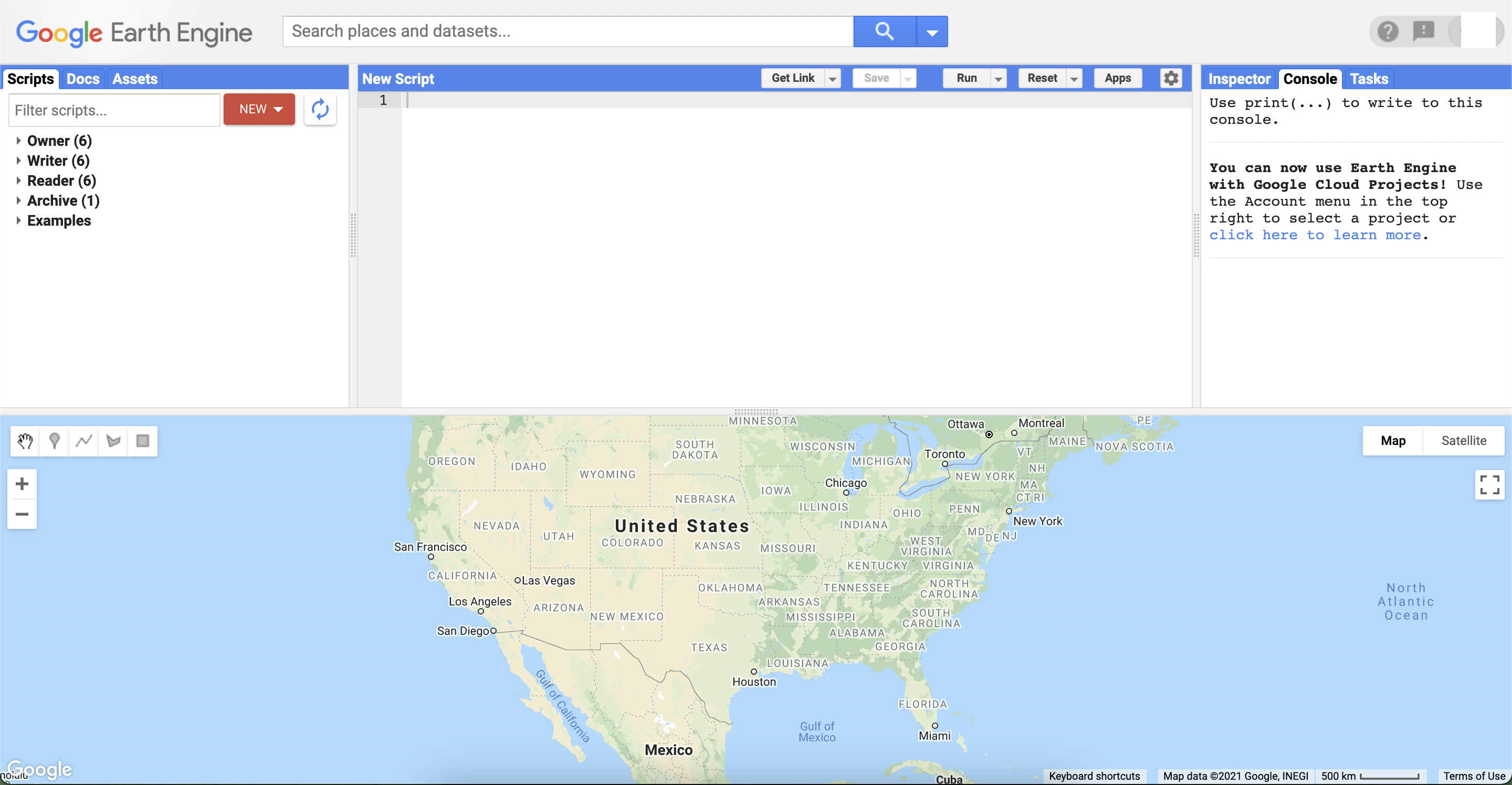 Figure 2. Google Earth Engine web-based environment.