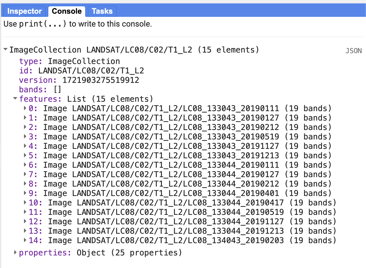 Figure 2. Landsat 8 Surface Reflectance filtered images.