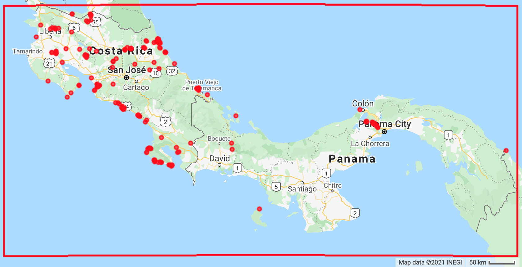 Figure 12. Cebus capucinus presence locations.