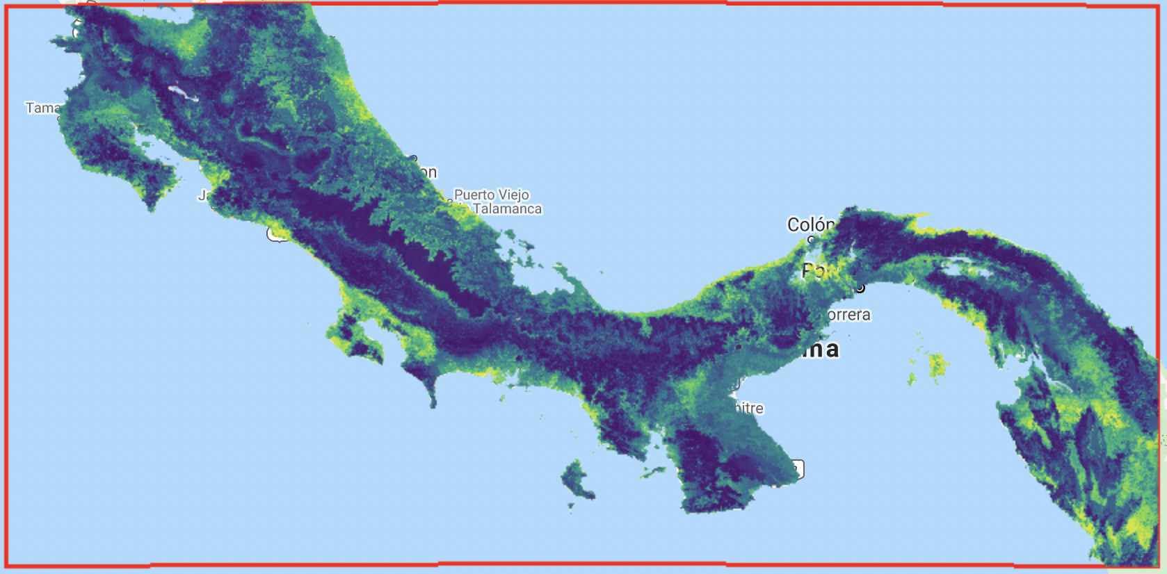 Figure 15. Predicted Cebus capucinus habitat suitability for 2019.