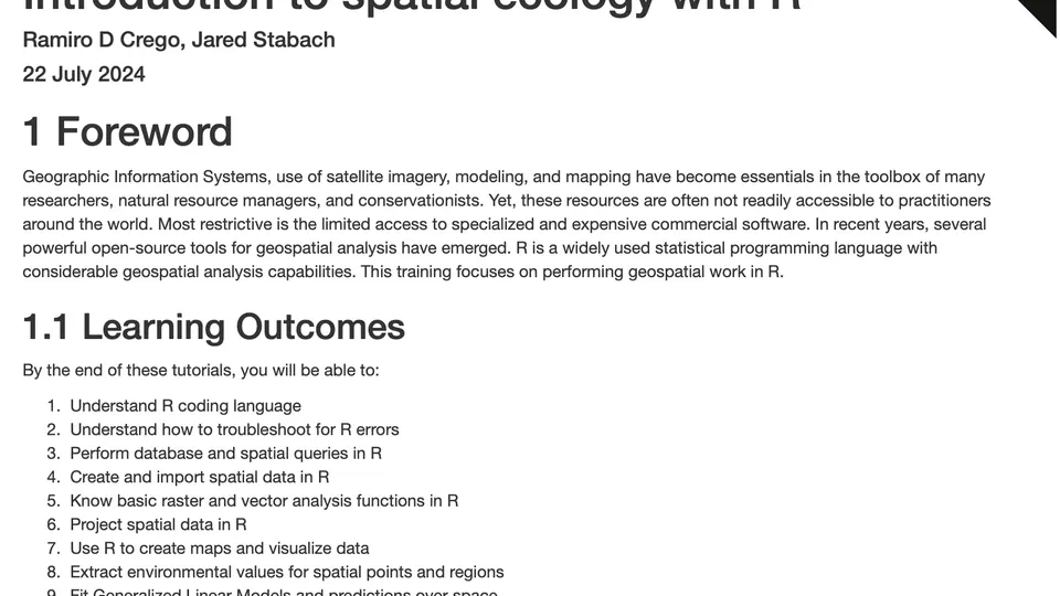 Introduction to spatial ecology with R